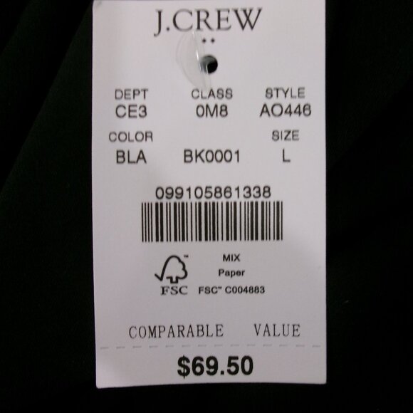 New J. Crew Black Ruffle Neckline Swimsuit Scooped Back L Large New with Tag - Picture 9 of 9